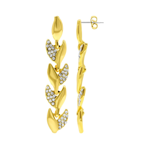 Adornia 14k gold plated crystal leaf earrings