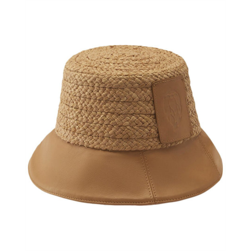 HELENCA kami straw & leather bucket hat