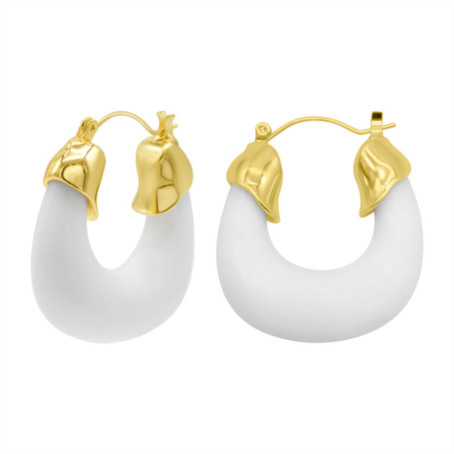 Adornia 14k gold plated white lucite boxy hoop earrings