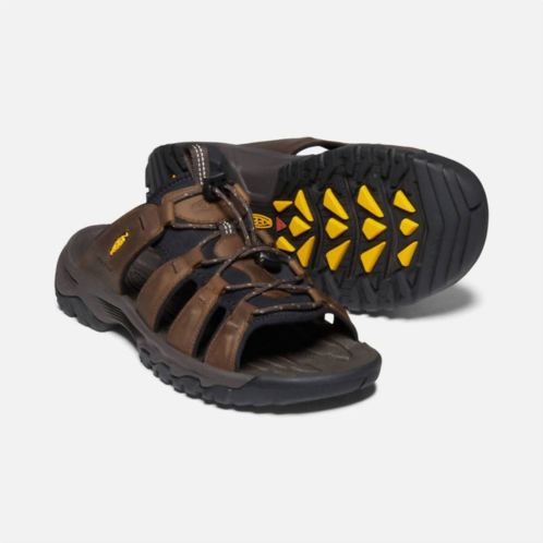 Keen mens targhee iii leather slide sandal in bison/mulch