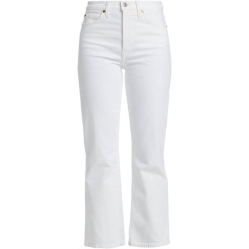 RE/DONE women crop boot cut 70s denim high rise jeans in white
