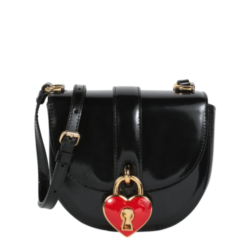Moschino heart lock patent leather shoulder bag