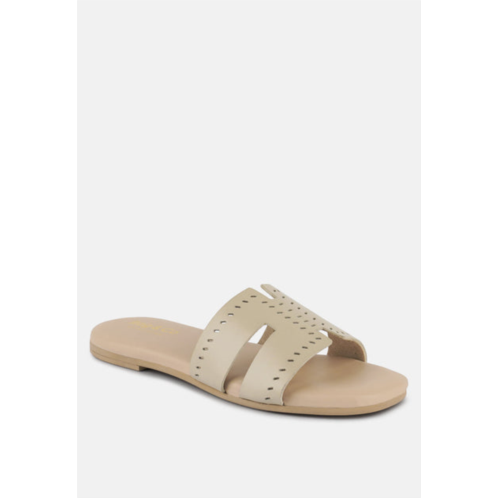 Rag & Co ivanka beige cut out slip on sandals