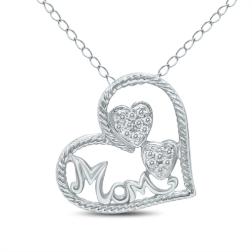 SSELECTS 1/10 carat tw genuine diamond heart mom pendant in 14k