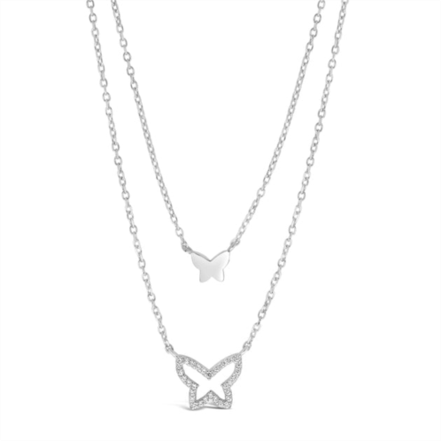 Sterling Forever sterling silver cz & butterfly layered necklace