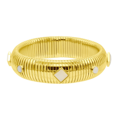 Adornia 14k gold plated .75 tall omega bracelet with stone
