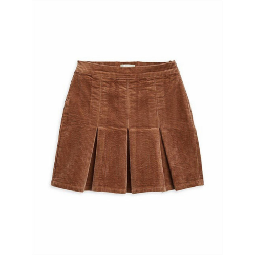 Tractr girls pleated corduroy skirt in brown