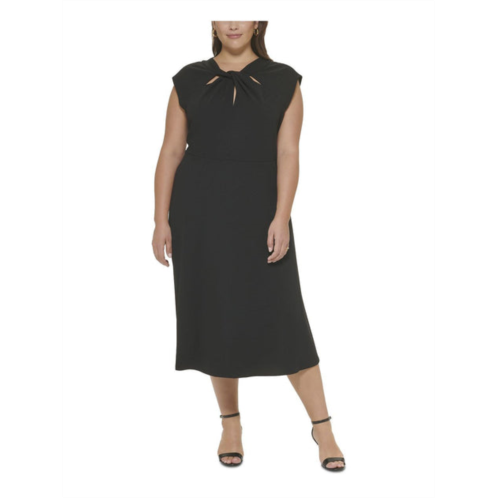 DKNY plus womens crepe cut-out sheath dress