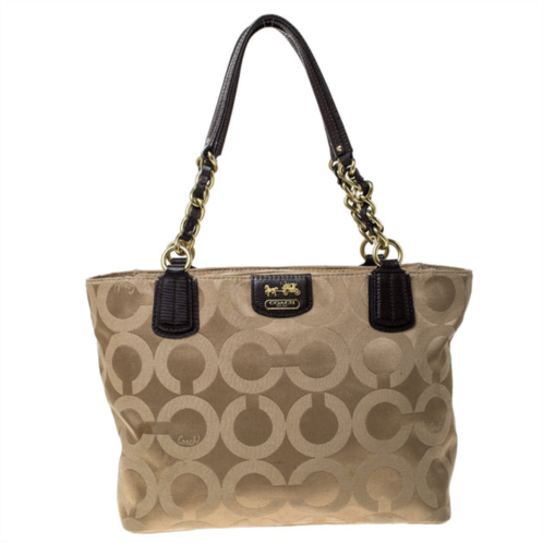 Coach beige/brown fabric madison op art tote