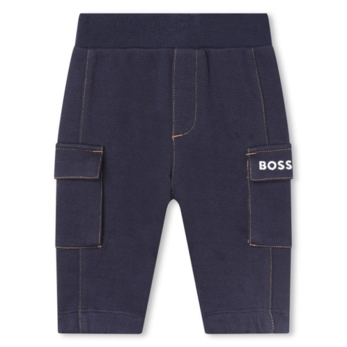 BOSS navy cotton logo pants