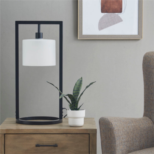 Simplie Fun kittery metal table lamp with glass drum shade
