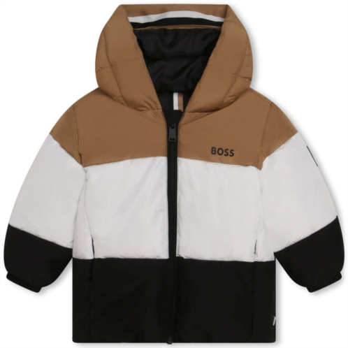 BOSS multi striped logo puffer jacket