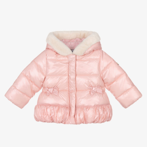 Mayoral pink bow hooded puffer jacket