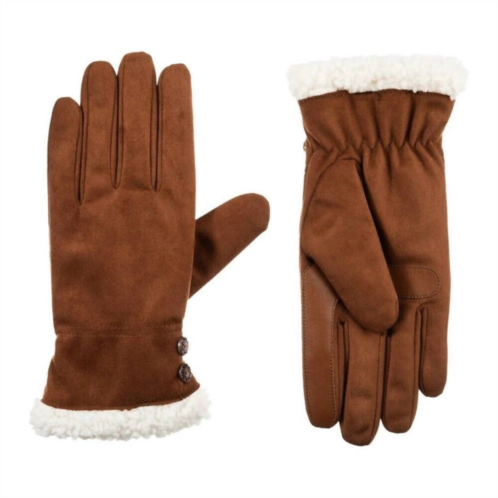 Isotoner womens microsuede touchscreen gloves in cognac