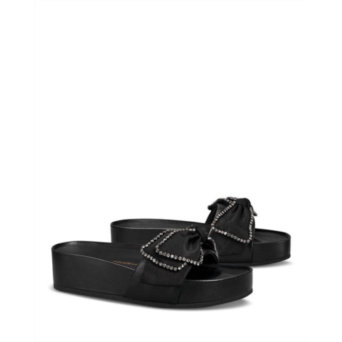 TORY BURCH crystal bow slide in perfect black