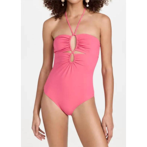 Ulla Johnson minorca maillot one piece swimsuit in honeysuckle pink