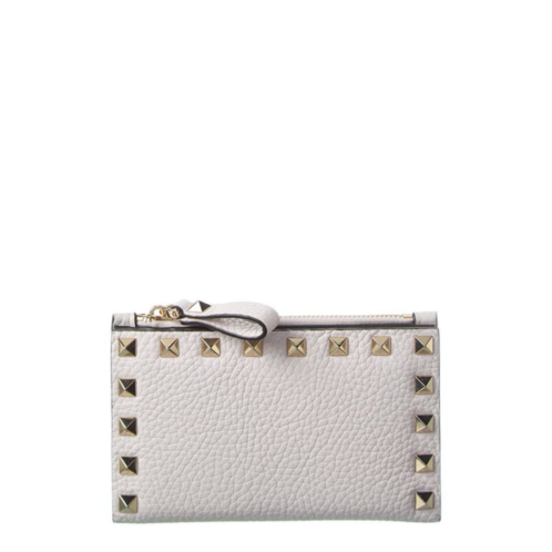 Valentino rockstud grainy leather coin purse & card holder