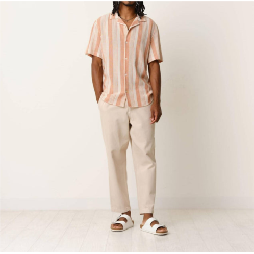 Wax London didcot shirt in orange crinkle stripe