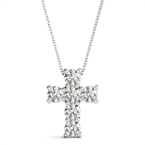 SSELECTS 1/2 carat tw diamond religious cross pendant in 14k white gold