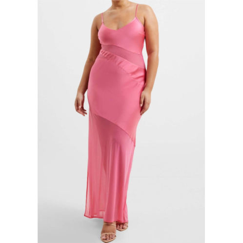 FRENCH CONNECTION inu satin strappy dress in camellia rose