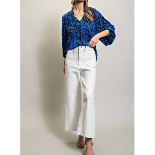 Ee:some womens leopard print blouse in royal blue
