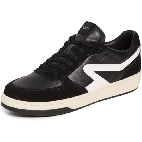 Rag & Bone mens retro court sneakers in black/white