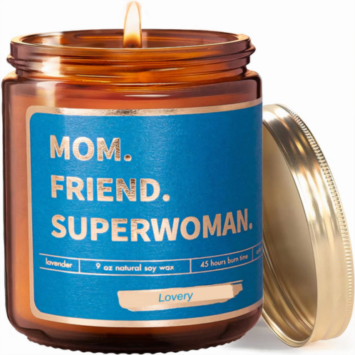 Lovery mothers day lavender scented soy wax candle mom, friend, superwoman