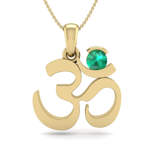 SSELECTS 1/4 carat emerald om necklace in 14 karat yellow gold, 18 inch chain