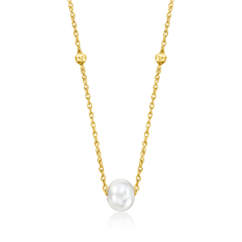 RS Pure by ross-simons 4-5mm cultured pearl station necklace in 14kt yellow gold