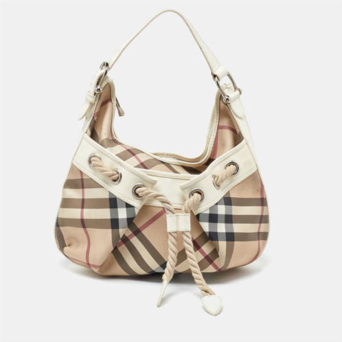 Burberry /offnova check pvc and patent leather hobo