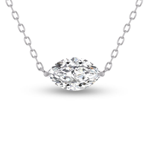 SSELECTS lab grown 1/2 carat floating marquise diamond solitaire pendant in 14k white gold