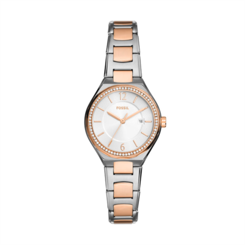 Fossil womens eevie three-hand date, two-tone stainless steel watch