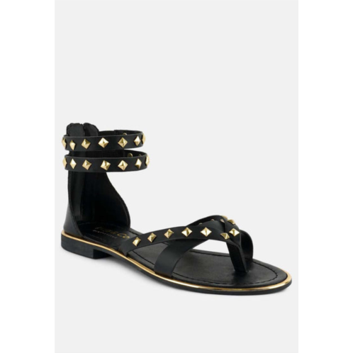 Rag & Co emmeth studs embellished black flat gladiator sandals