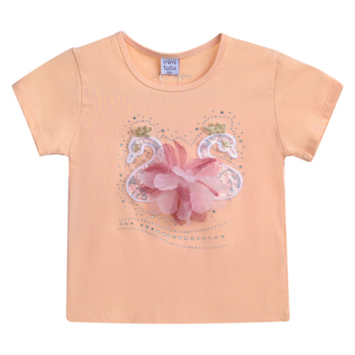 Mimi Tutu peach swan applique t-shirt