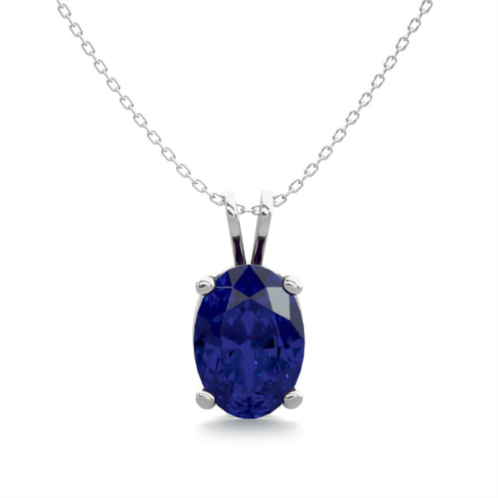 SSELECTS 1 carat oval shape sapphire necklace in sterling silver, 18 inches