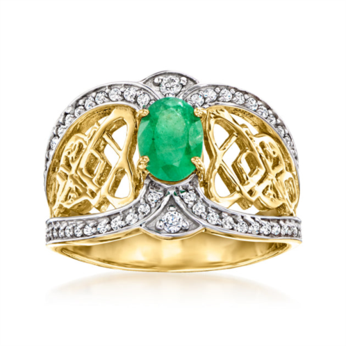 Ross-Simons emerald and . white zircon celtic knot ring in 18kt gold over sterling
