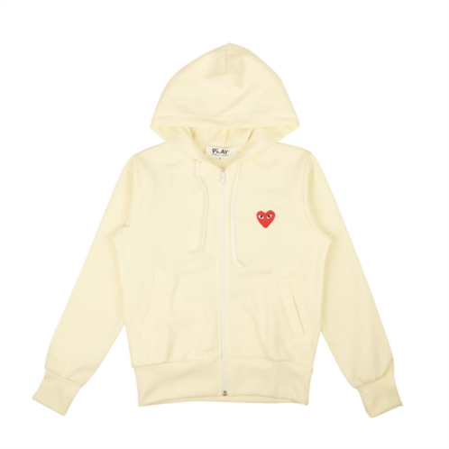 Comme Des Garcons Play comme des garons play red heart zip up hoodie - ivory