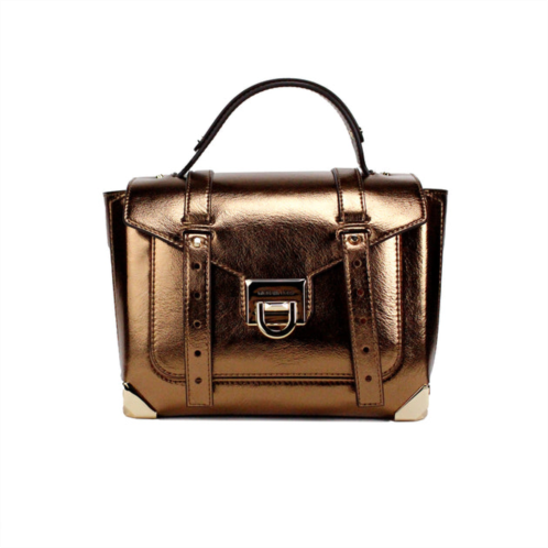 Michael Kors manhattan medium mocha leather top handle satchel womens bag
