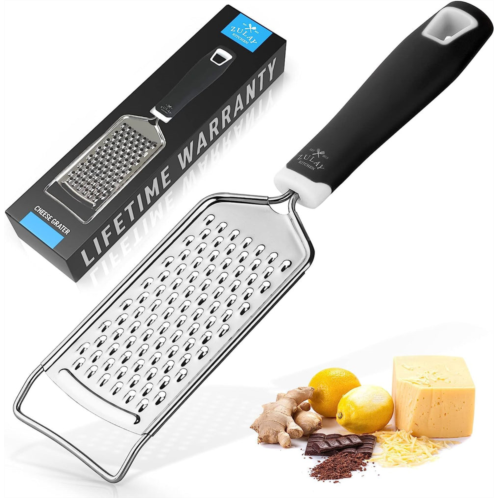 Zulay Kitchen professional stainless steel flat handheld cheese grater