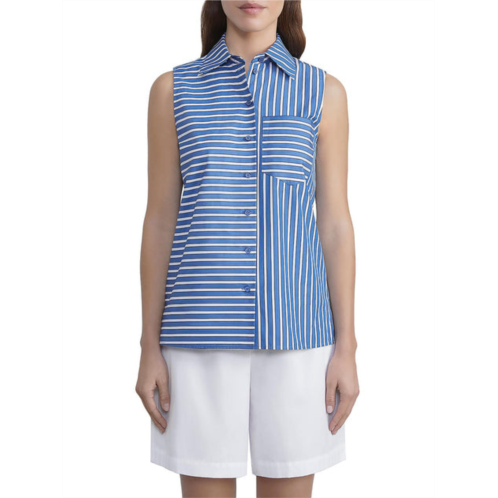 Lafayette 148 New York womens striped collared button-down top