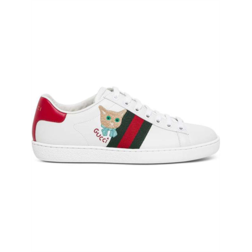 Gucci ace cat leather sneakers
