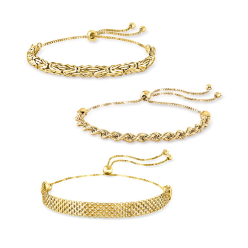 Ross-Simons 18kt gold over sterling jewelry set: 3 multi-link bolo bracelets