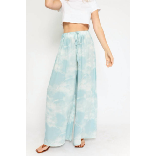 OLIVACEOUS wide leg drawstring pant in blue tie dye