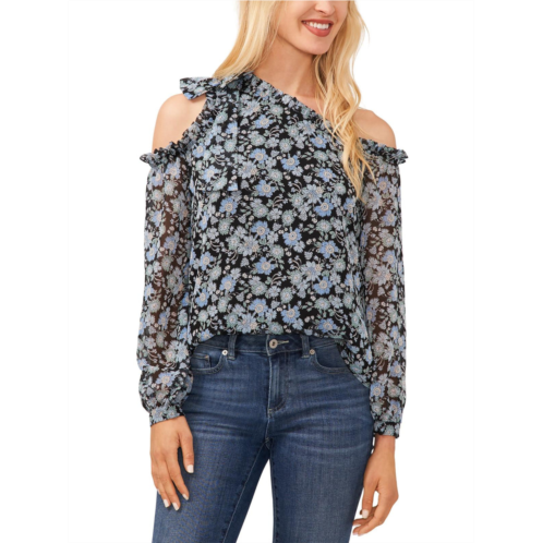 CeCe womens floral print polyester blouse