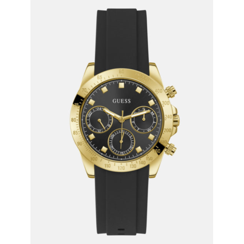 Guess Factory gold-tone and black silicone chronograph watch