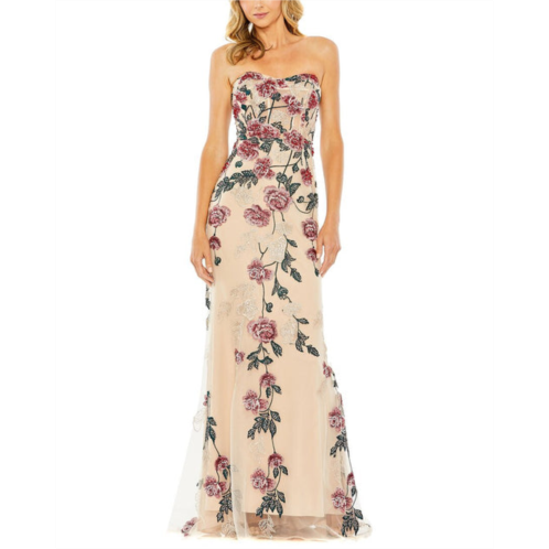 Mac Duggal strapless floral embroidered gown