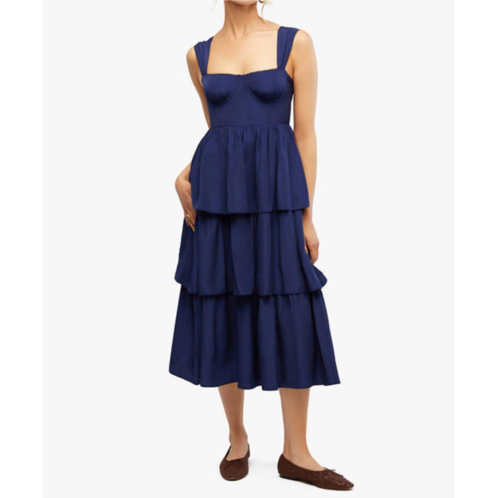 WE WORE WHAT corset maxi dress in navy