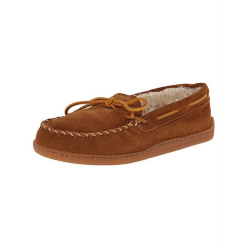Minnetonka pile lined hardsole mens suede faux fur lined moccasin slippers