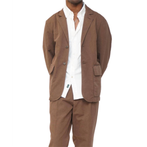 Knickerbocker linen basket suit jacket in brown