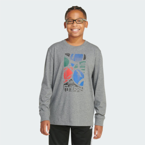 Adidas kids long sleeve graphic heather tee (extended size)